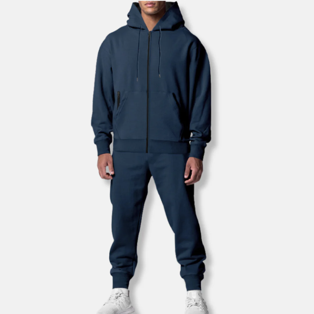 Men's Tracksuit – Hoodie with Zippered Pockets – Relaxed Fit – Ribbed Cuffs - Image 3