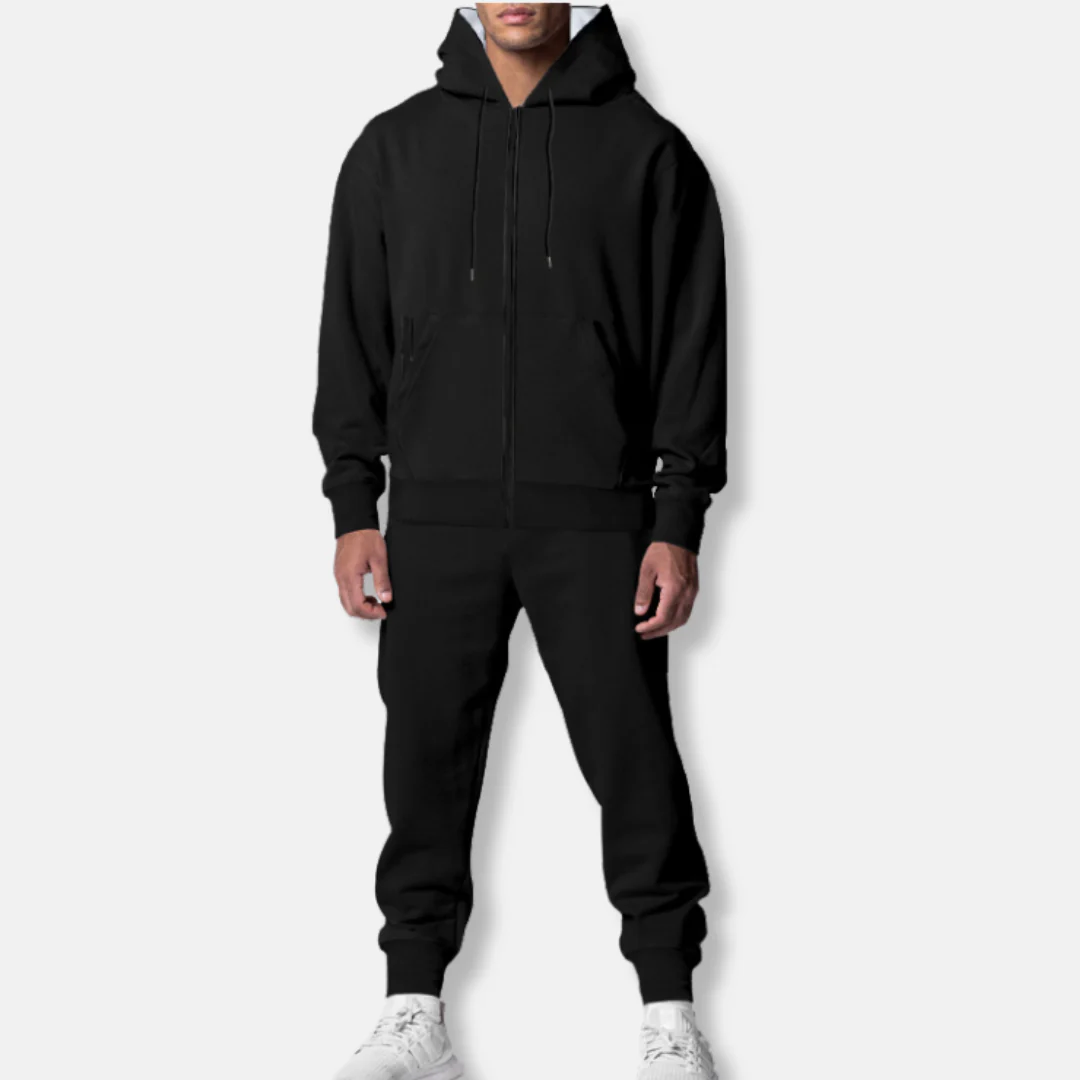Men's Tracksuit – Hoodie with Zippered Pockets – Relaxed Fit – Ribbed Cuffs - Image 4