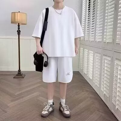 Men's Tracksuit – Cotton – Relaxed Fit – T-shirt with Short Sleeves – Shorts - Image 11