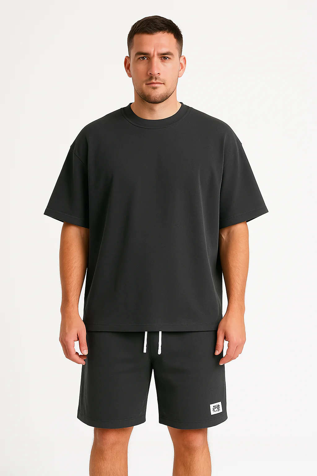 Men's Tracksuit – Cotton – Relaxed Fit – T-shirt with Short Sleeves – Shorts - Image 3