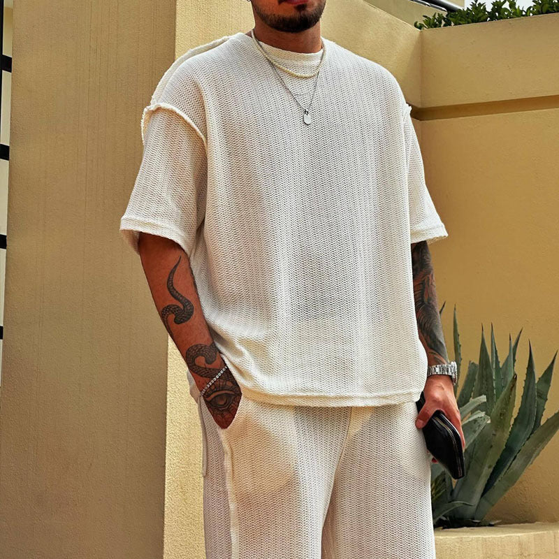 Men's Tracksuit – Relaxed Fit – Breathable Fabric – T-shirt and Shorts - Image 2