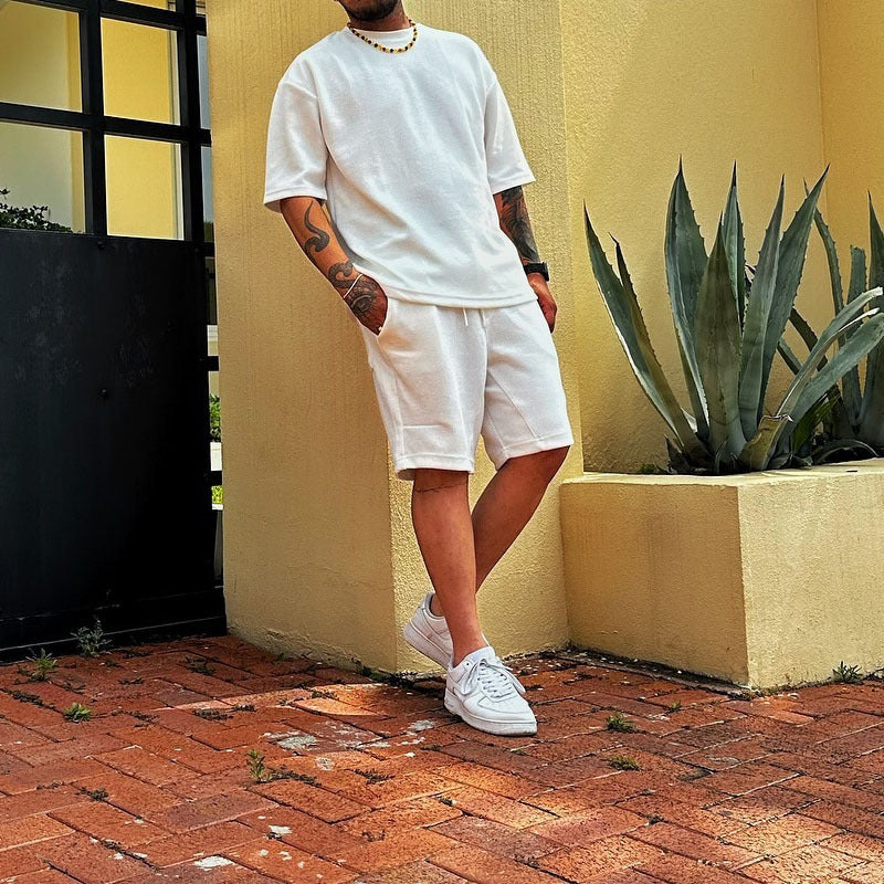 Men's Tracksuit – Relaxed Fit – Breathable Fabric – T-shirt and Shorts - Image 3