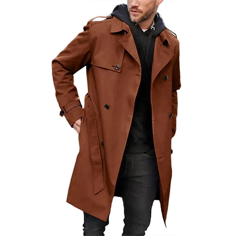 Men's Trenchcoat – Fitted Model – Double-Breasted – Breathable – With Belt - Image 3