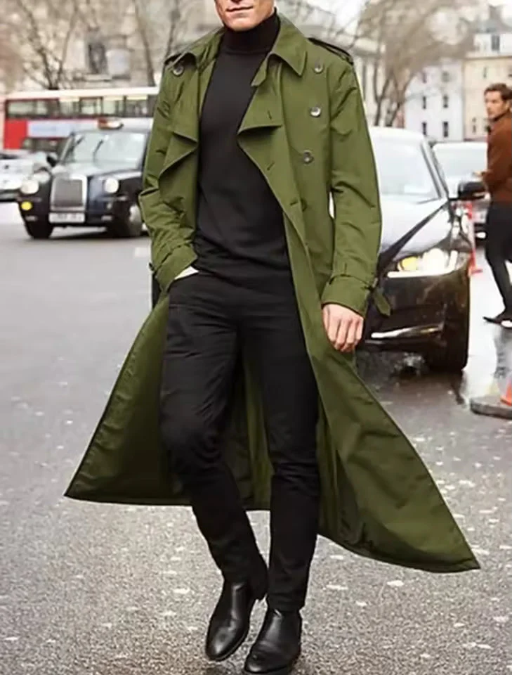 Men's Trenchcoat – Fitted Model – Double-Breasted – With Hood – Fleece Lining - Image 2