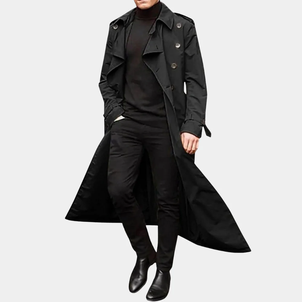Men's trenchcoat – Tailored fit – Cotton – Double-breasted – Long length - Image 4