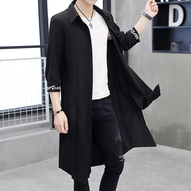 Men's trenchcoat – Oversized fit – Cotton blend – Long sleeves – Casual style - Image 2