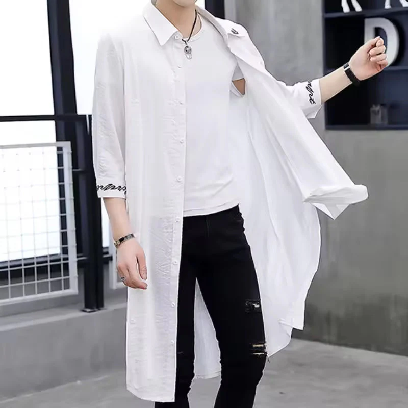 Men's trenchcoat – Oversized fit – Cotton blend – Long sleeves – Casual style - Image 3