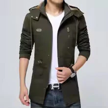 Men's trenchcoat – Regular fit – Windproof – With hood – Zip with button closure - Image 3