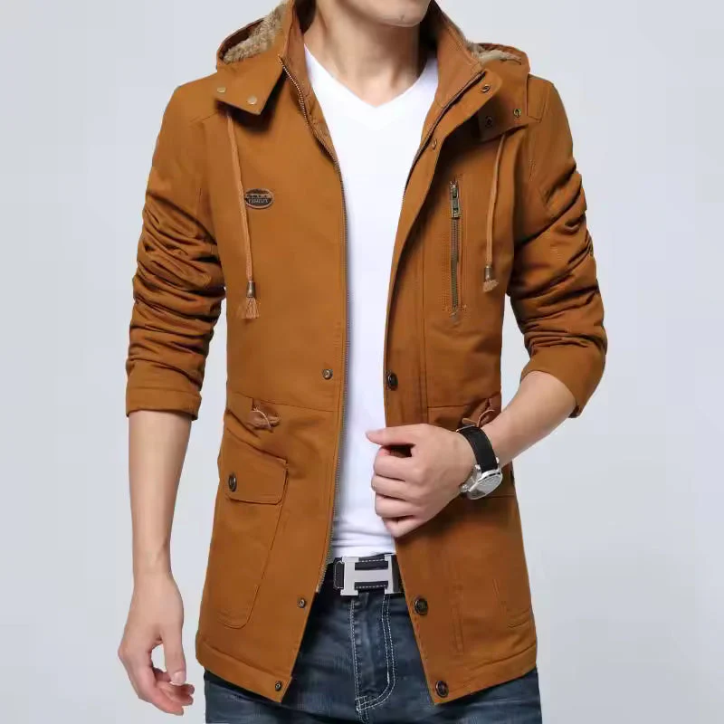 Men's trenchcoat – Regular fit – Windproof – With hood – Zip with button closure - Image 4
