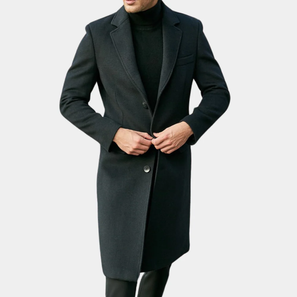 Men's Trenchcoat – Wool Blend – Tailored Fit – Single-Breasted – Notch Lapel - Image 2