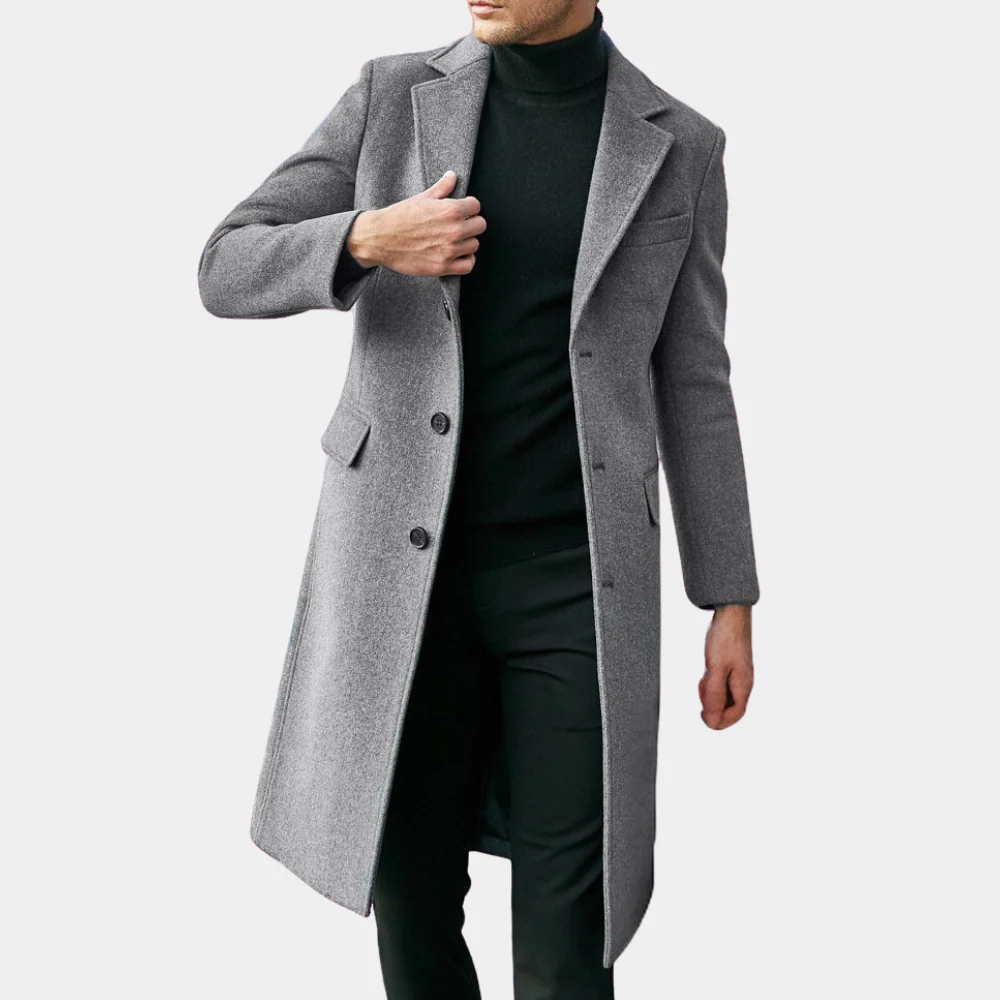Men's Trenchcoat – Wool Blend – Tailored Fit – Single-Breasted – Notch Lapel - Image 3