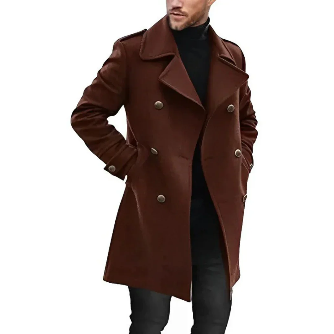 Men's trench coat – Wool mix – Tailored fit – Double-breasted – Mid-length model - Image 3