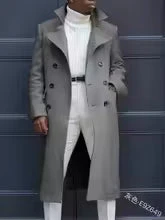 Men's Trenchcoat – Woolmix – Relaxed Fit – Double-Breasted – Knee-Length Elegant Coat - Image 4