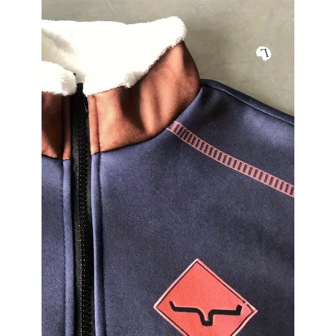 Men's sweater with zipper – Relaxed fit – Wool blend – Kangaroo pocket – Ribbed cuffs - Image 2