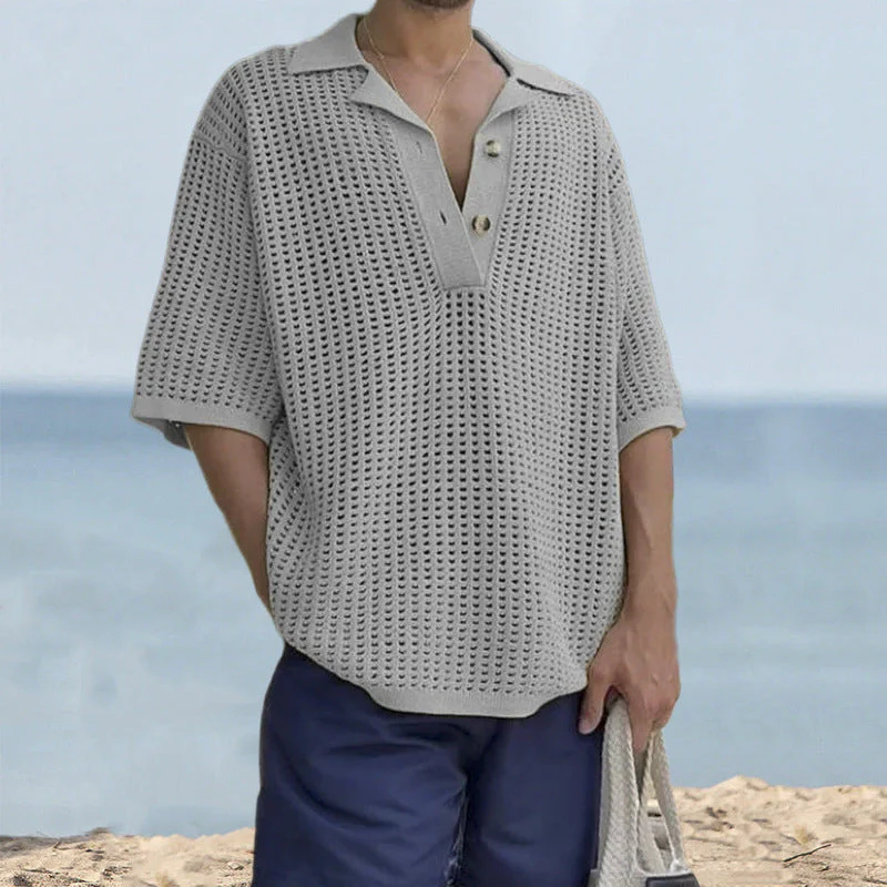 Men's sweater – Oversized fit – Open knit – Short sleeve – Breathable design - Image 2