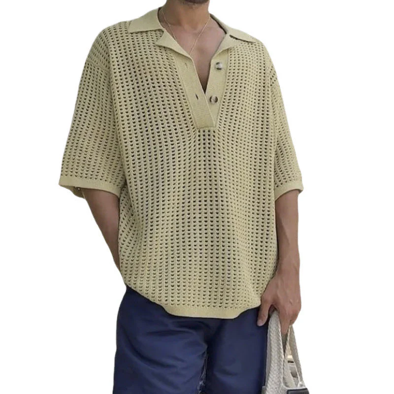 Men's sweater – Oversized fit – Open knit – Short sleeve – Breathable design - Image 4