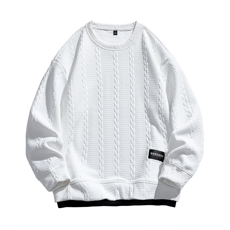 Men's sweater – Relaxed fit – Wool – Cable pattern – Ribbed edges - Image 5