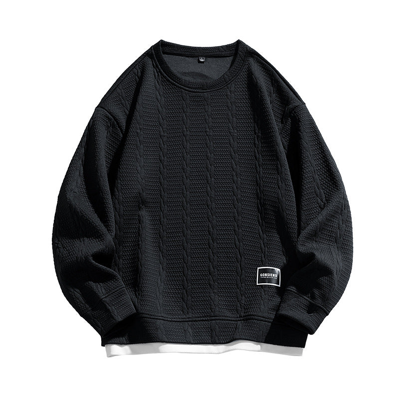 Men's sweater – Relaxed fit – Wool – Cable pattern – Ribbed edges - Image 6