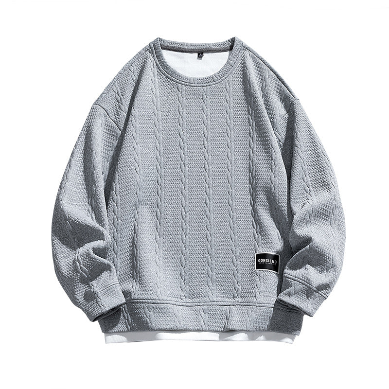 Men's sweater – Relaxed fit – Wool – Cable pattern – Ribbed edges - Image 7