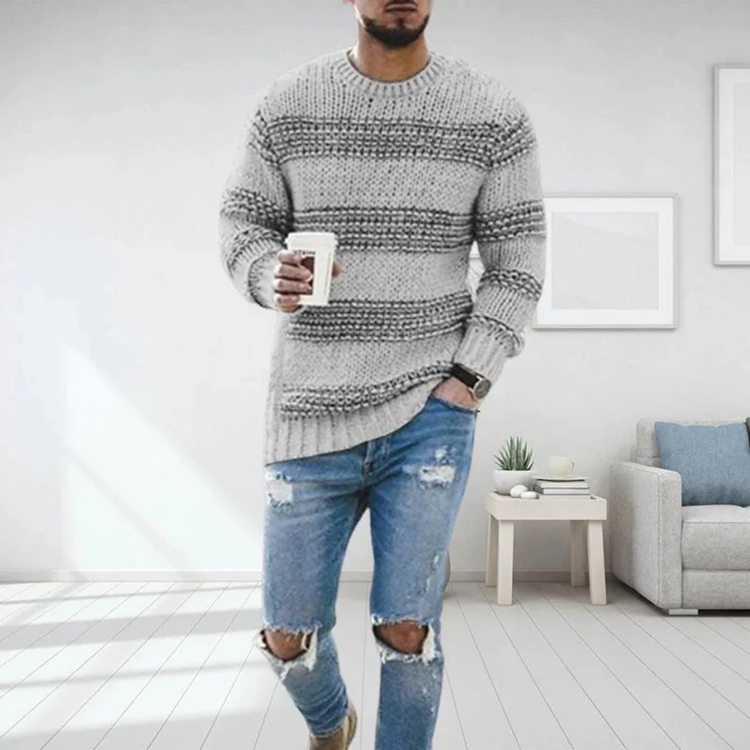 Men's sweater – Wool knitted – Relaxed fit – Norwegian pattern – Round neck casual style - Image 2