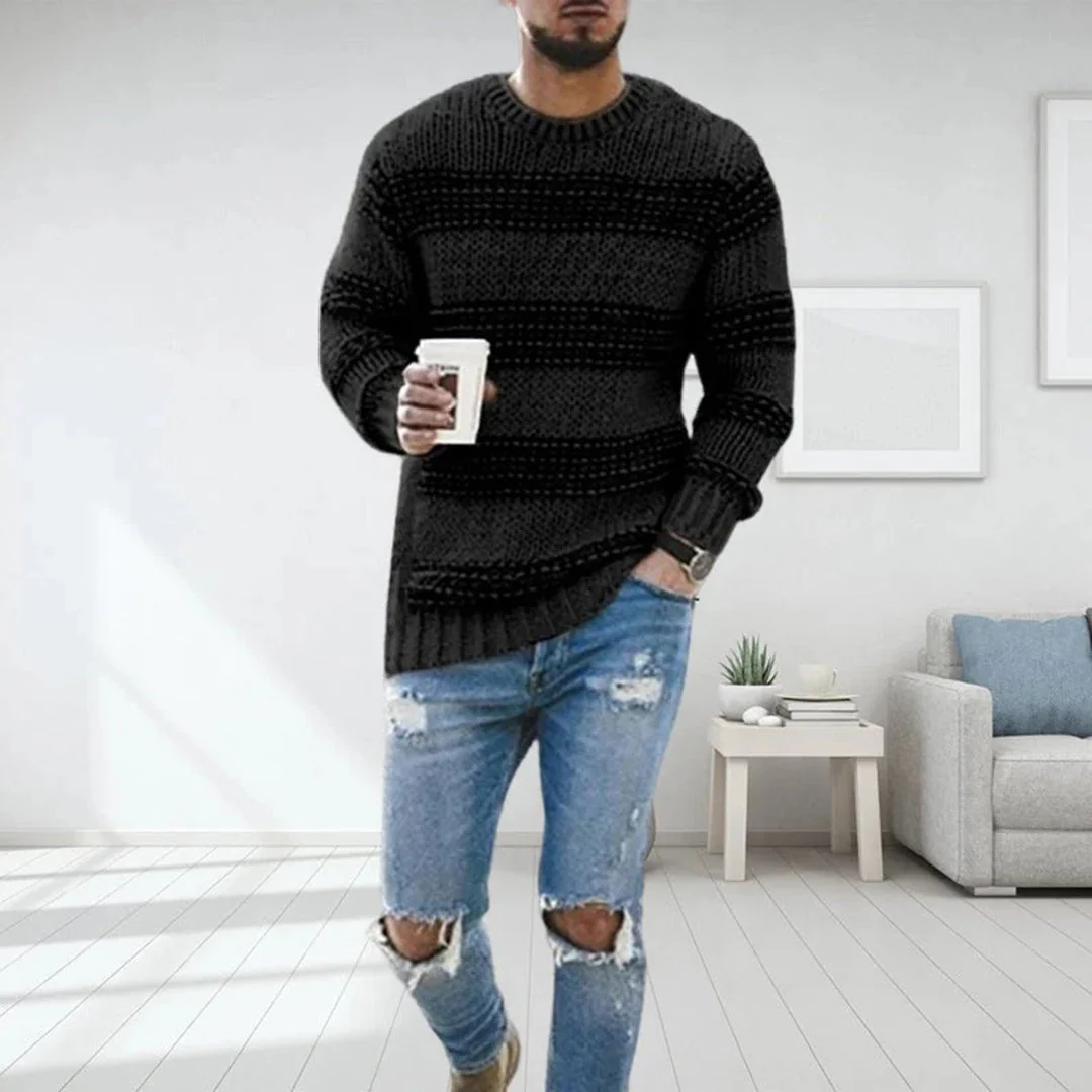 Men's sweater – Wool knitted – Relaxed fit – Norwegian pattern – Round neck casual style - Image 3
