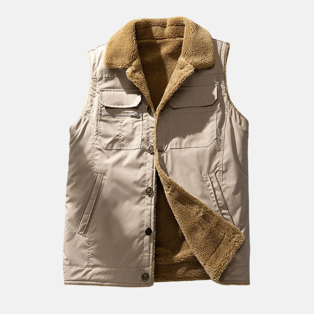 Men's Utility Bodywarmer – Structured Fit – Sherpa Lining – Multiple Pockets – High Collar - Image 3