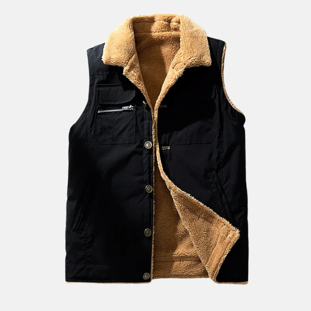 Men's Utility Bodywarmer – Structured Fit – Sherpa Lining – Multiple Pockets – High Collar - Image 4