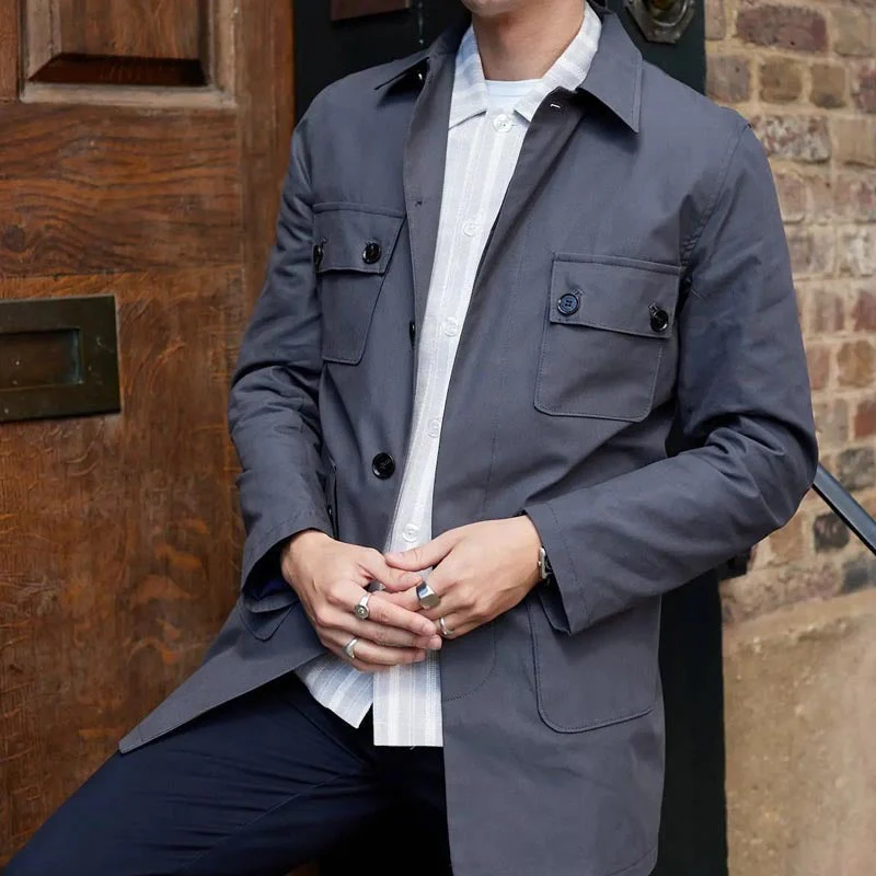 Men's Utility Jacket – Regular Fit – Cotton Blend – Multiple Pockets – Button Closure - Image 3