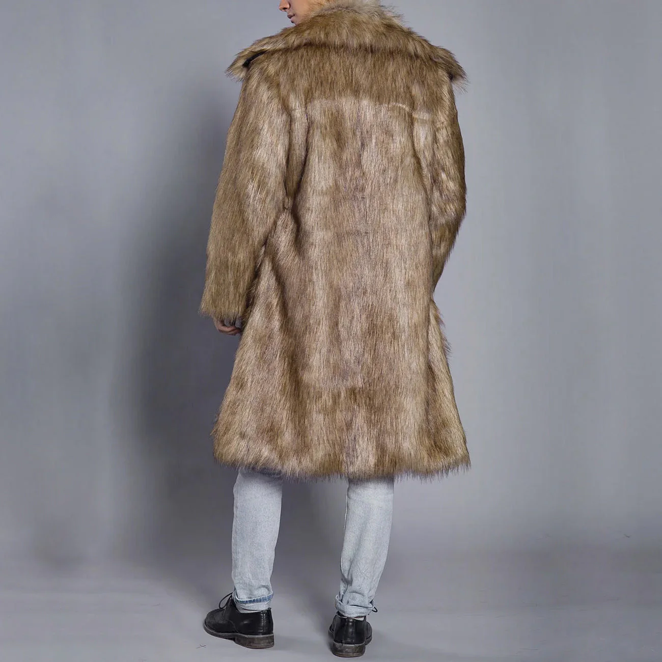 Men's Fur Coat – Oversized Fit – Full Length – Luxury Faux Fur – Open Front - Image 5