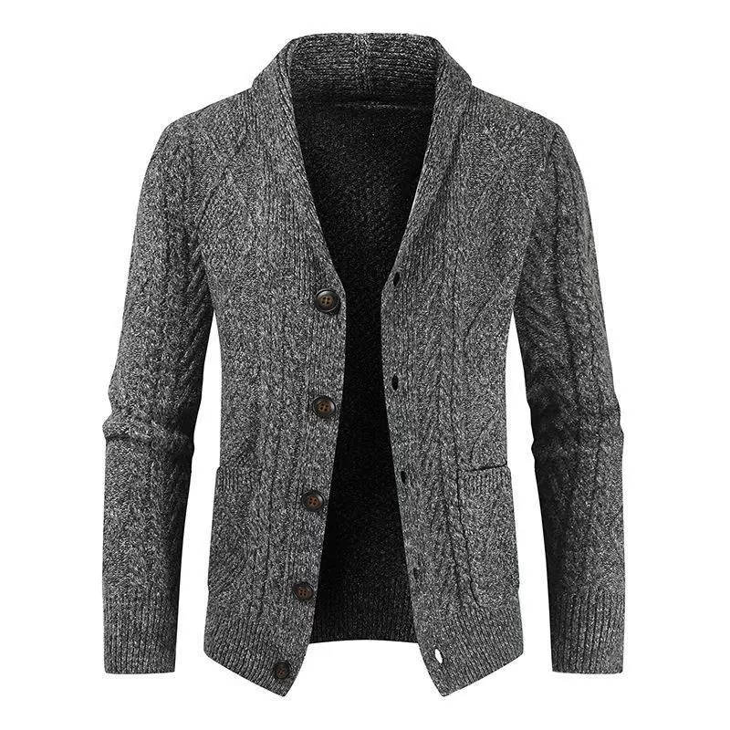 Men's cardigan – Cable knit – Regular fit – Shawl collar – Button fastening – Side pockets - Image 2