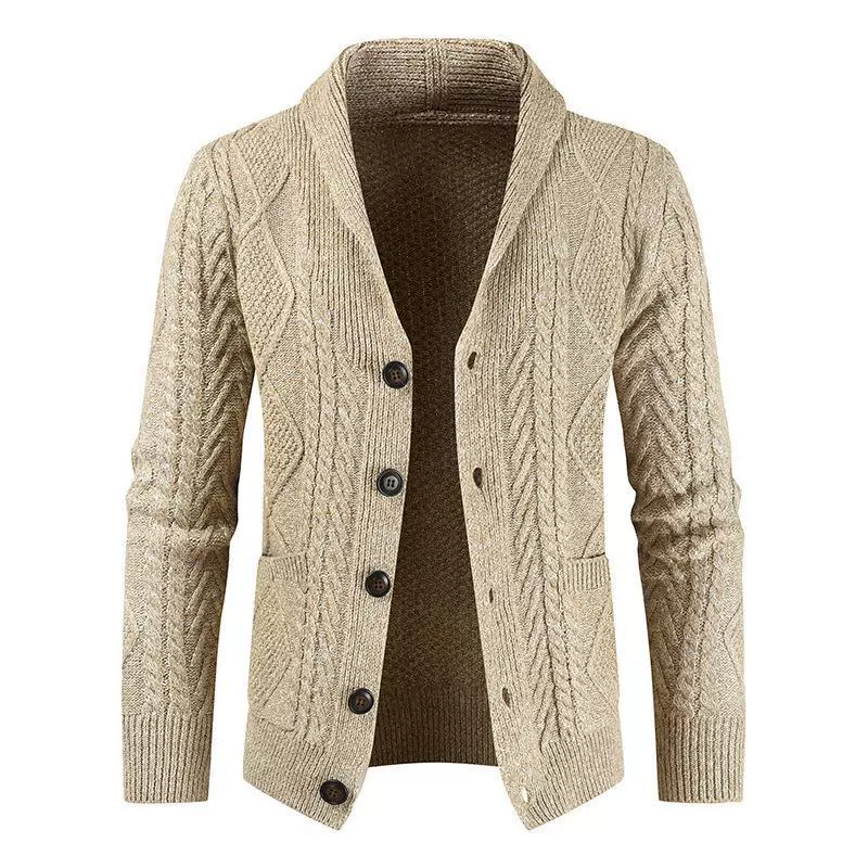 Men's cardigan – Cable knit – Regular fit – Shawl collar – Button fastening – Side pockets - Image 3