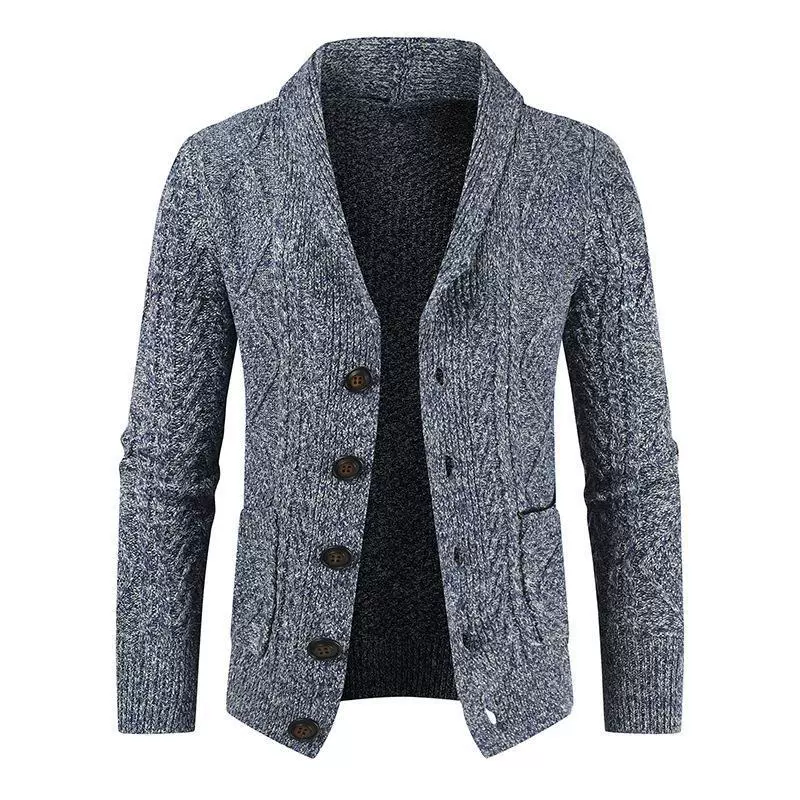 Men's cardigan – Cable knit – Regular fit – Shawl collar – Button fastening – Side pockets - Image 4