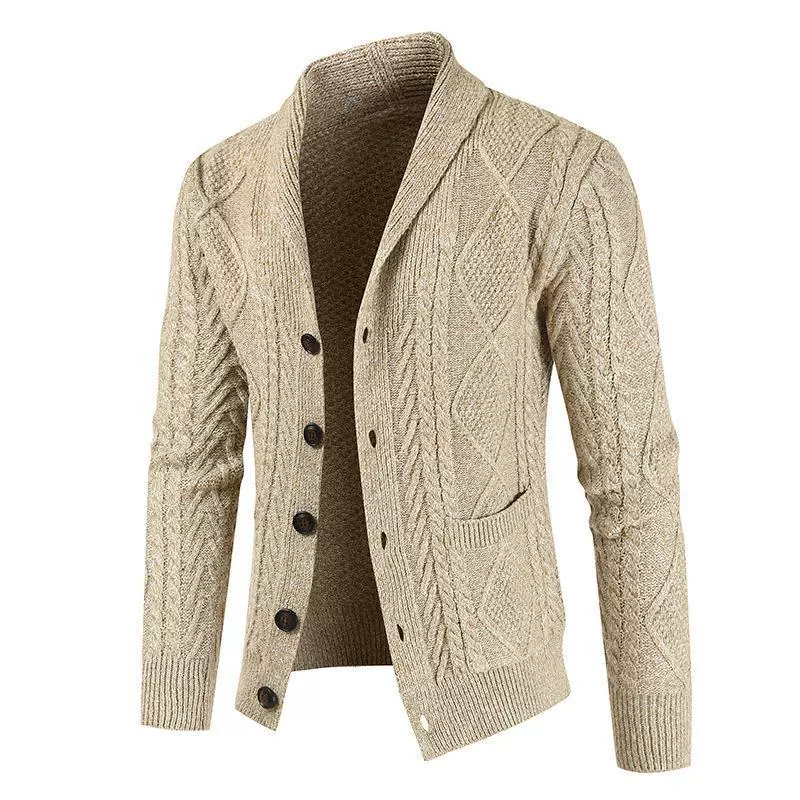 Men's cardigan – Cable knit – Regular fit – Shawl collar – Button fastening – Side pockets - Image 5