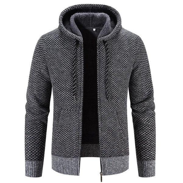 Men's Cardigan with Hood – Knitted – Relaxed Fit – Soft Lining – Zipper Closure - Image 2
