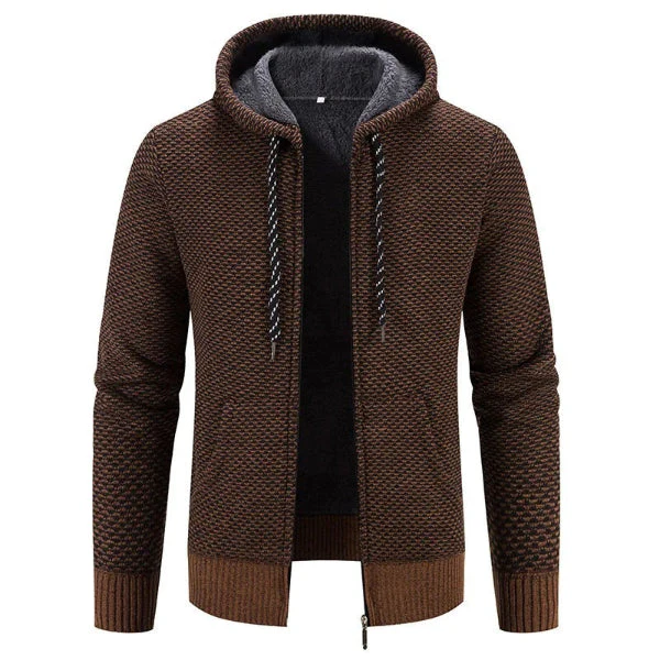 Men's Cardigan with Hood – Knitted – Relaxed Fit – Soft Lining – Zipper Closure - Image 3