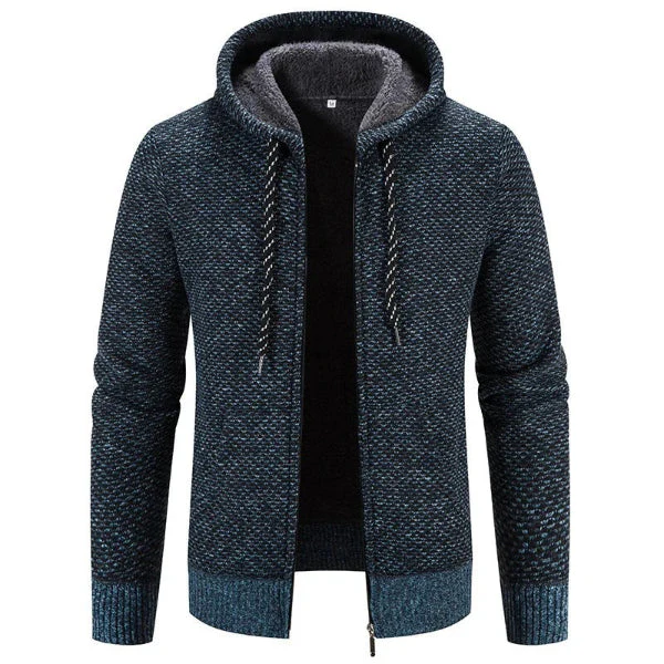 Men's Cardigan with Hood – Knitted – Relaxed Fit – Soft Lining – Zipper Closure - Image 4