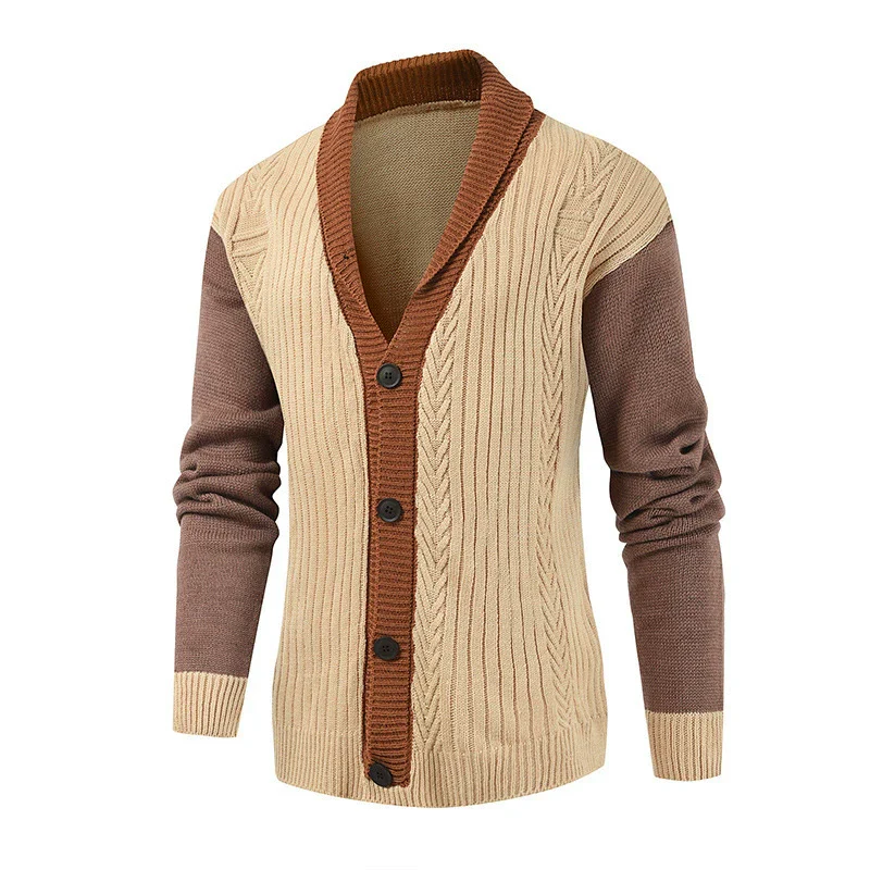 Men's Cardigan – Regular Fit – Wool – Shawl Collar – Cable Knit – Button Closure - Image 2