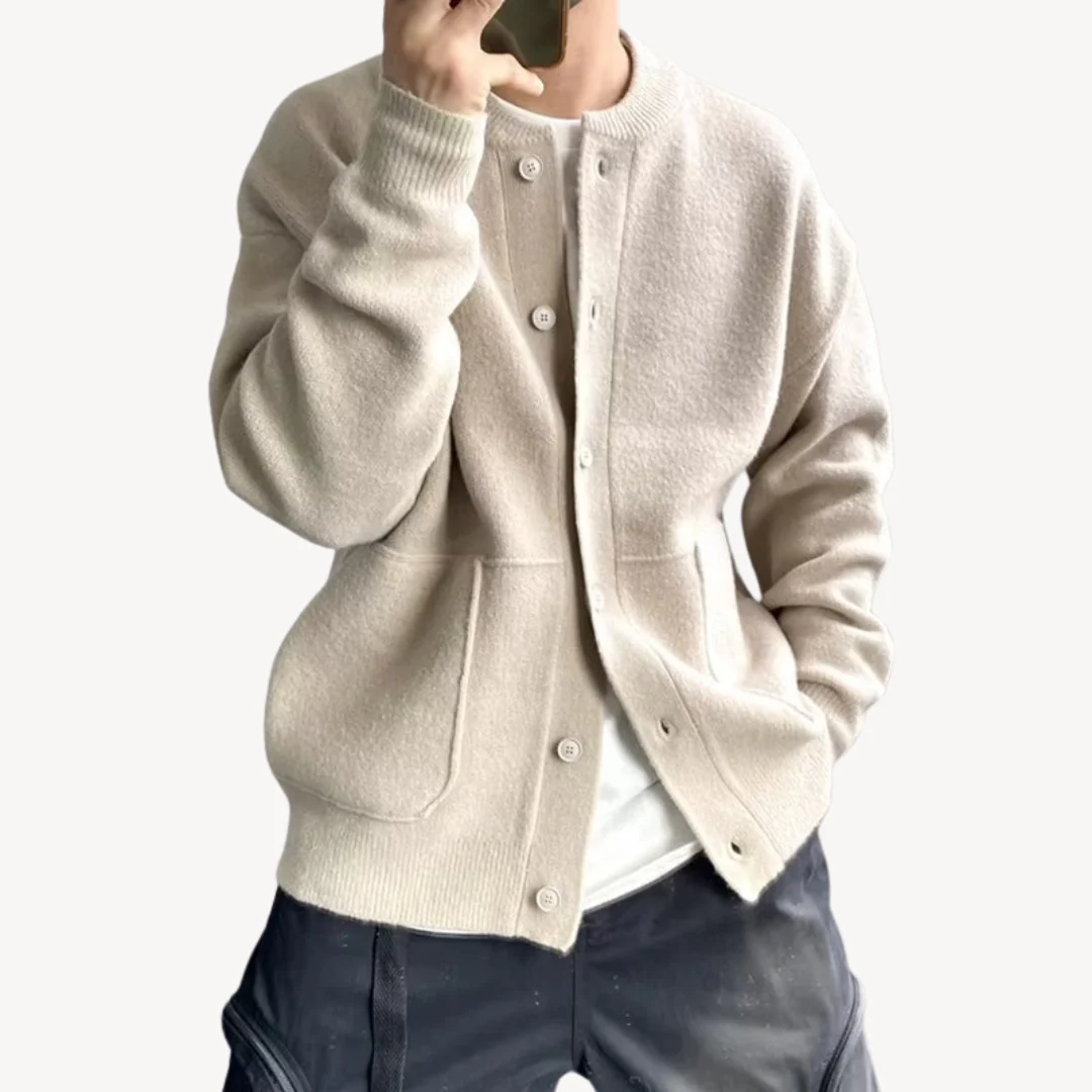 Men's Cardigan – Relaxed Fit – Soft Knit – Button Closure – Ribbed Edges – With Pockets - Image 2