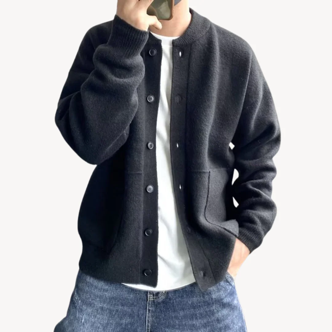 Men's Cardigan – Relaxed Fit – Soft Knit – Button Closure – Ribbed Edges – With Pockets - Image 3