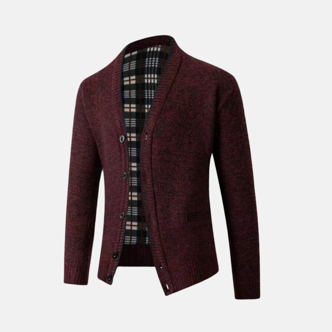 Men's Cardigan – Slim Fit – Knitted – V-neck – Button Closure – Ribbed Edges – Pockets - Image 3