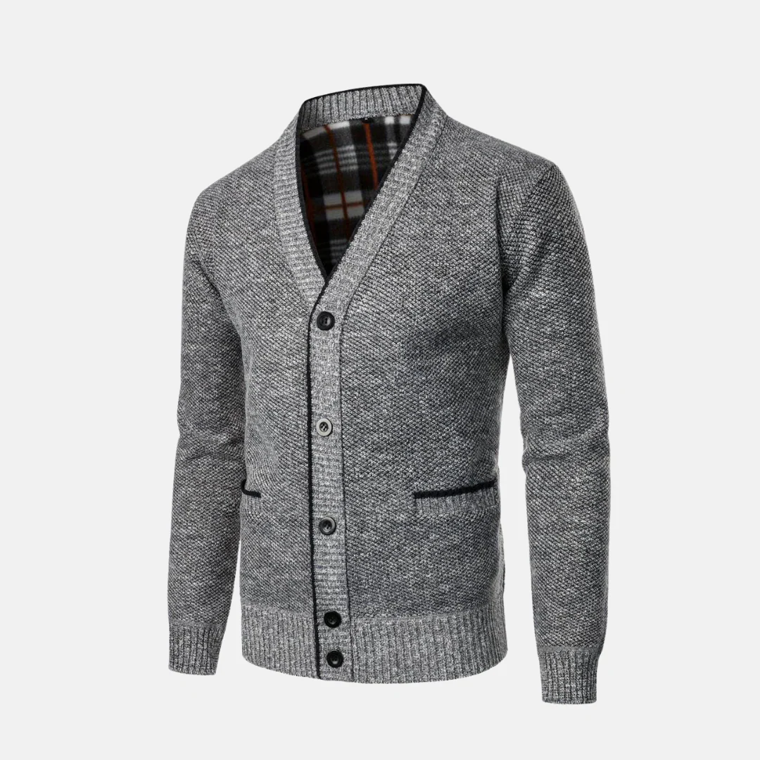Men's Cardigan – Slim Fit – Knitted – V-neck – Button Closure – Ribbed Edges – Pockets - Image 4