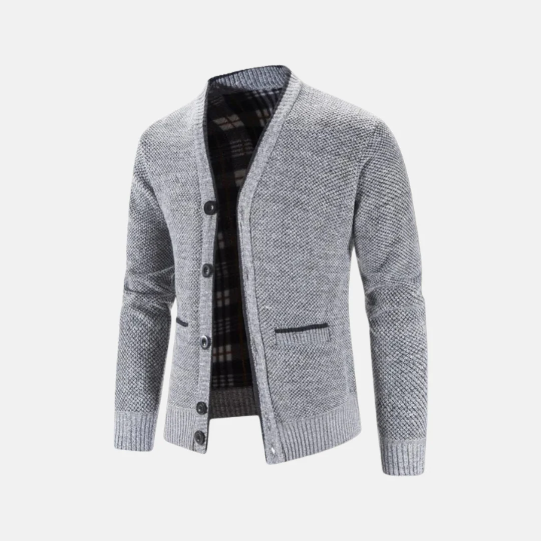 Men's Cardigan – Slim Fit – Knitted – V-neck – Button Closure – Ribbed Edges – Pockets - Image 6