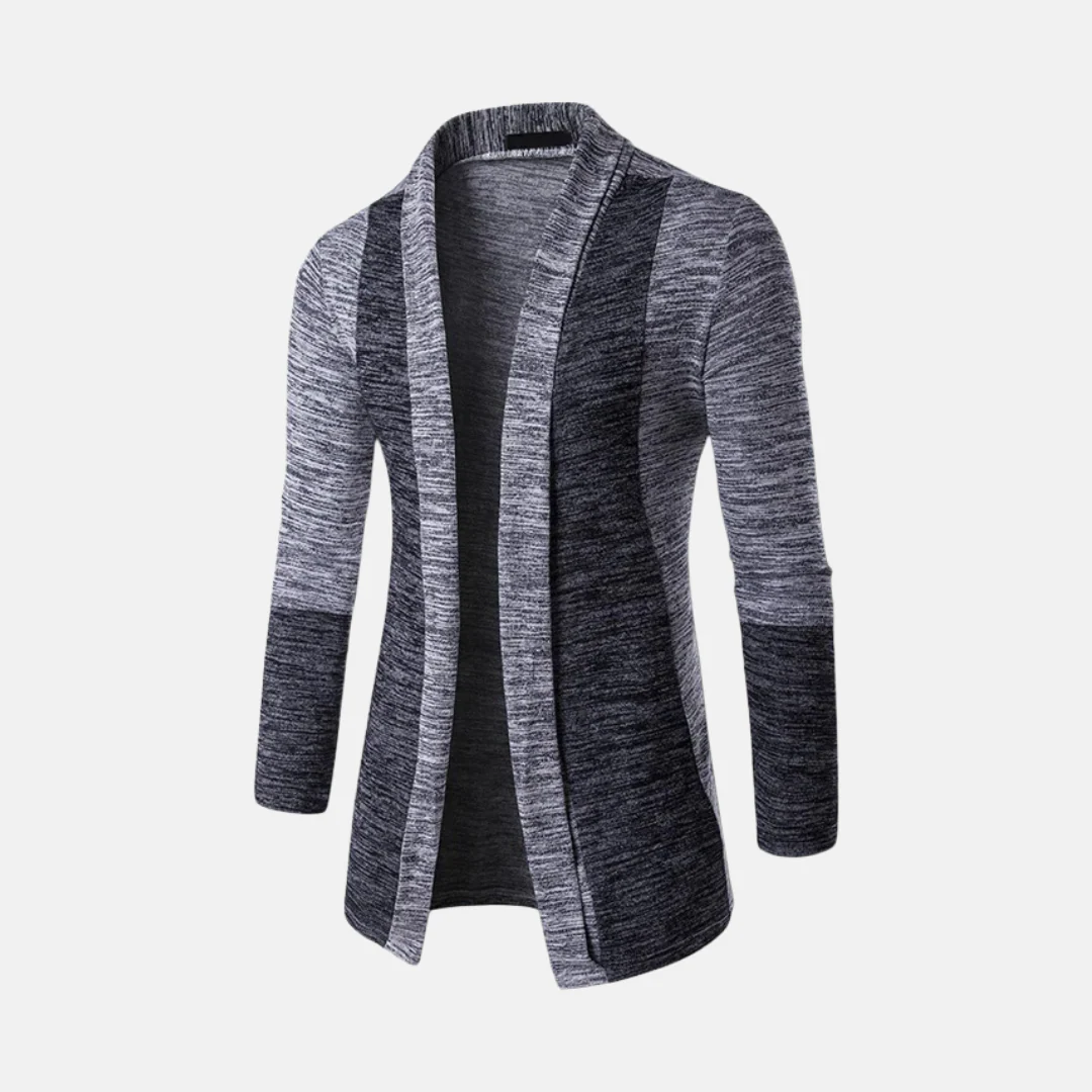 Men's Cardigan – Slim Fit – Lightweight Knit – Contrast Panels – Open Front - Image 2