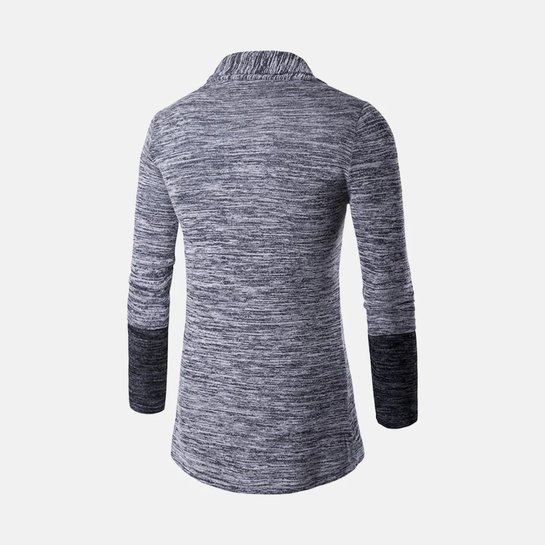 Men's Cardigan – Slim Fit – Lightweight Knit – Contrast Panels – Open Front - Image 3