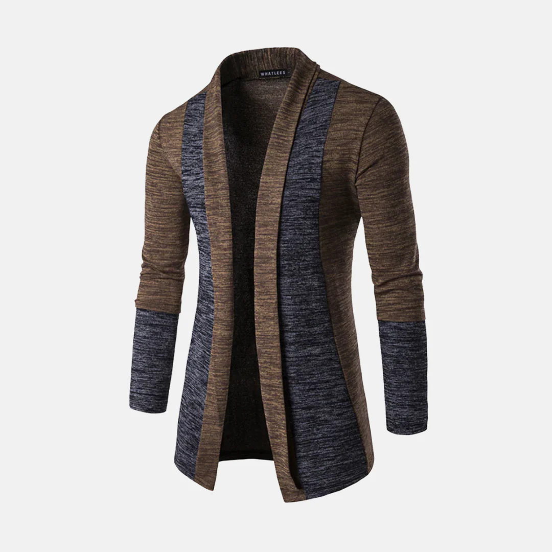 Men's Cardigan – Slim Fit – Lightweight Knit – Contrast Panels – Open Front - Image 4