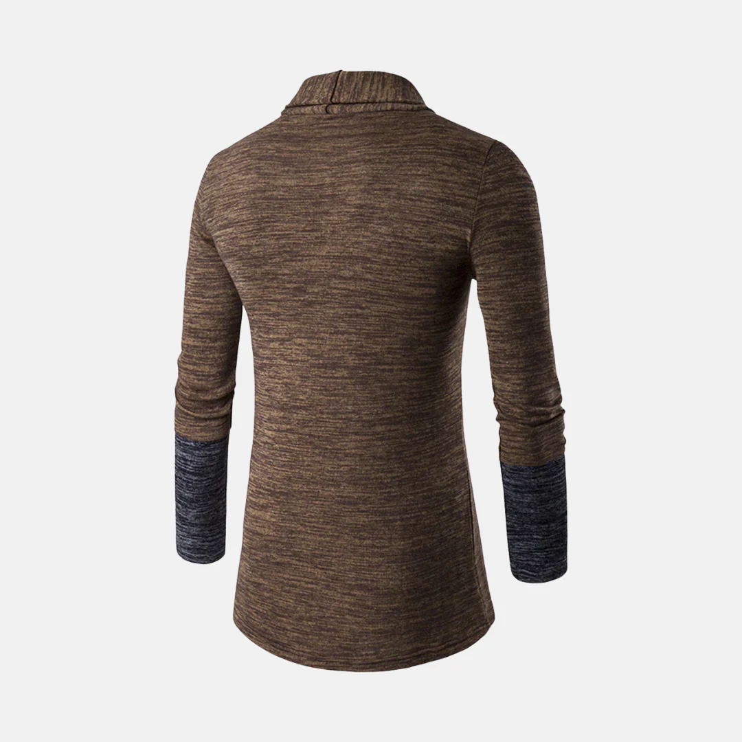 Men's Cardigan – Slim Fit – Lightweight Knit – Contrast Panels – Open Front - Image 5