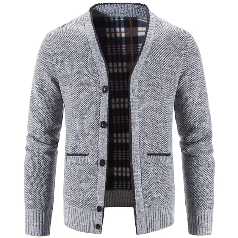 Men's Cardigan – Wool Mix – Tailored Fit – Fleece Lining – Button Closure – Ribbed Cuffs - Image 2