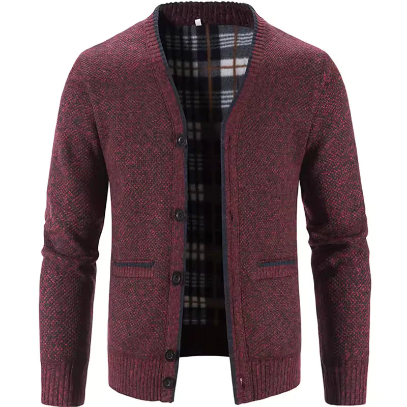 Men's Cardigan – Wool Mix – Tailored Fit – Fleece Lining – Button Closure – Ribbed Cuffs - Image 3