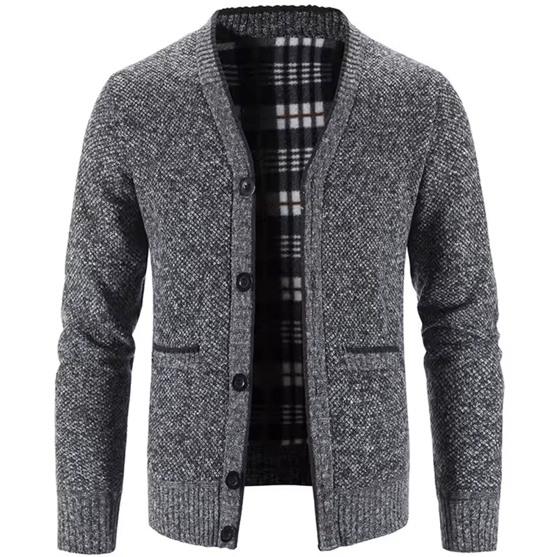 Men's Cardigan – Wool Mix – Tailored Fit – Fleece Lining – Button Closure – Ribbed Cuffs - Image 4