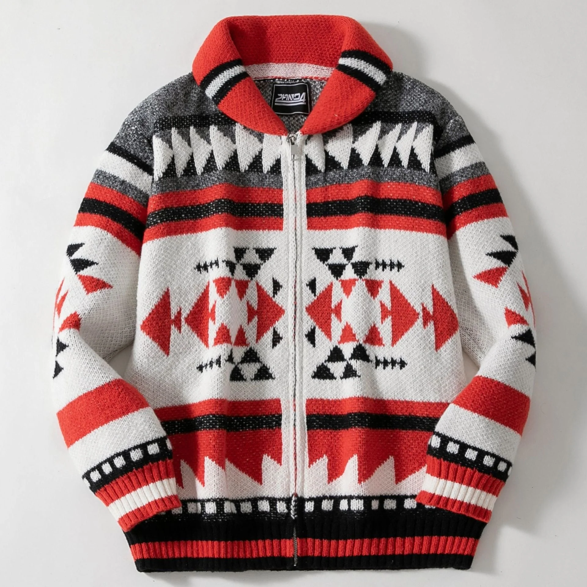 Men's Cardigan Jacket – Woolmix Knit – Relaxed Fit – Full Zip – Shawl Collar – Jacquard - Image 2
